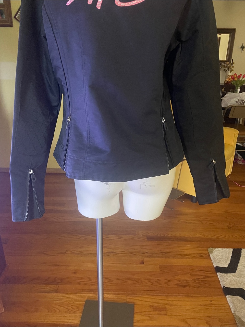 Harley-Davidson Black Utility Jacket with Back Pink Bling Emblem - Picture 7 of 9